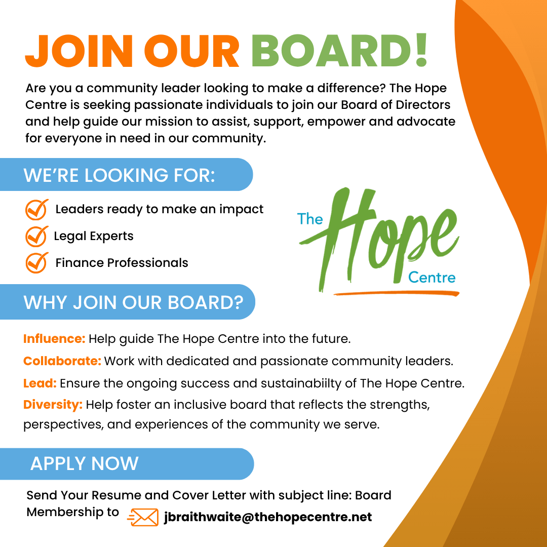 A digital graphic with information about our board positions, what we are looking for, why join our board, apply now. 
